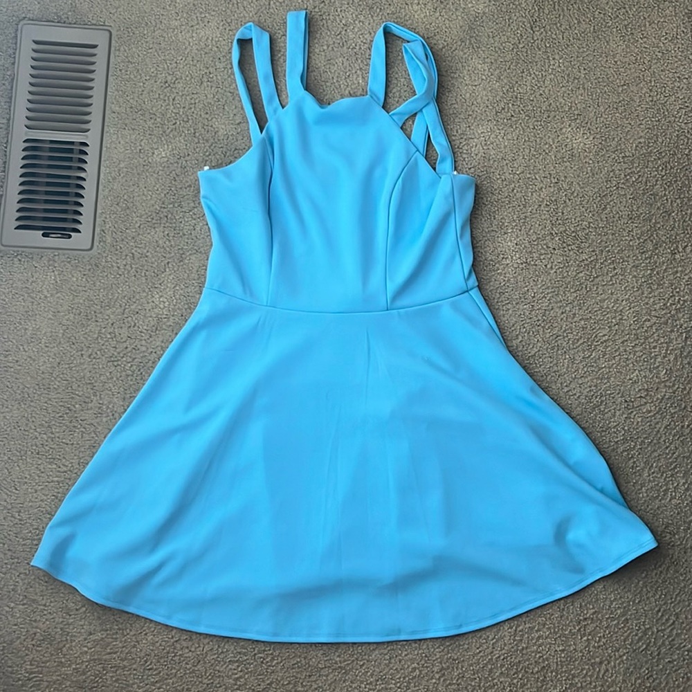 blue strap dress